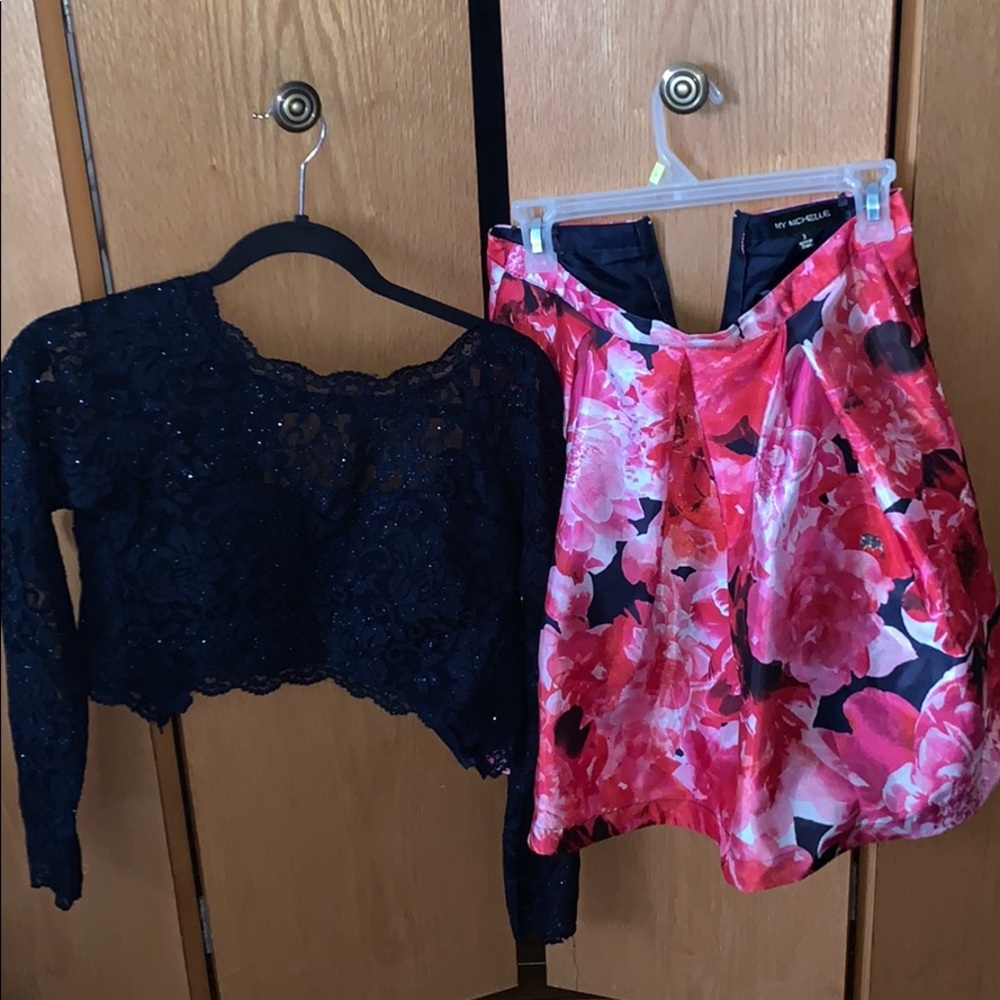 Long Sleeve Two Piece Juniors Floral Dress